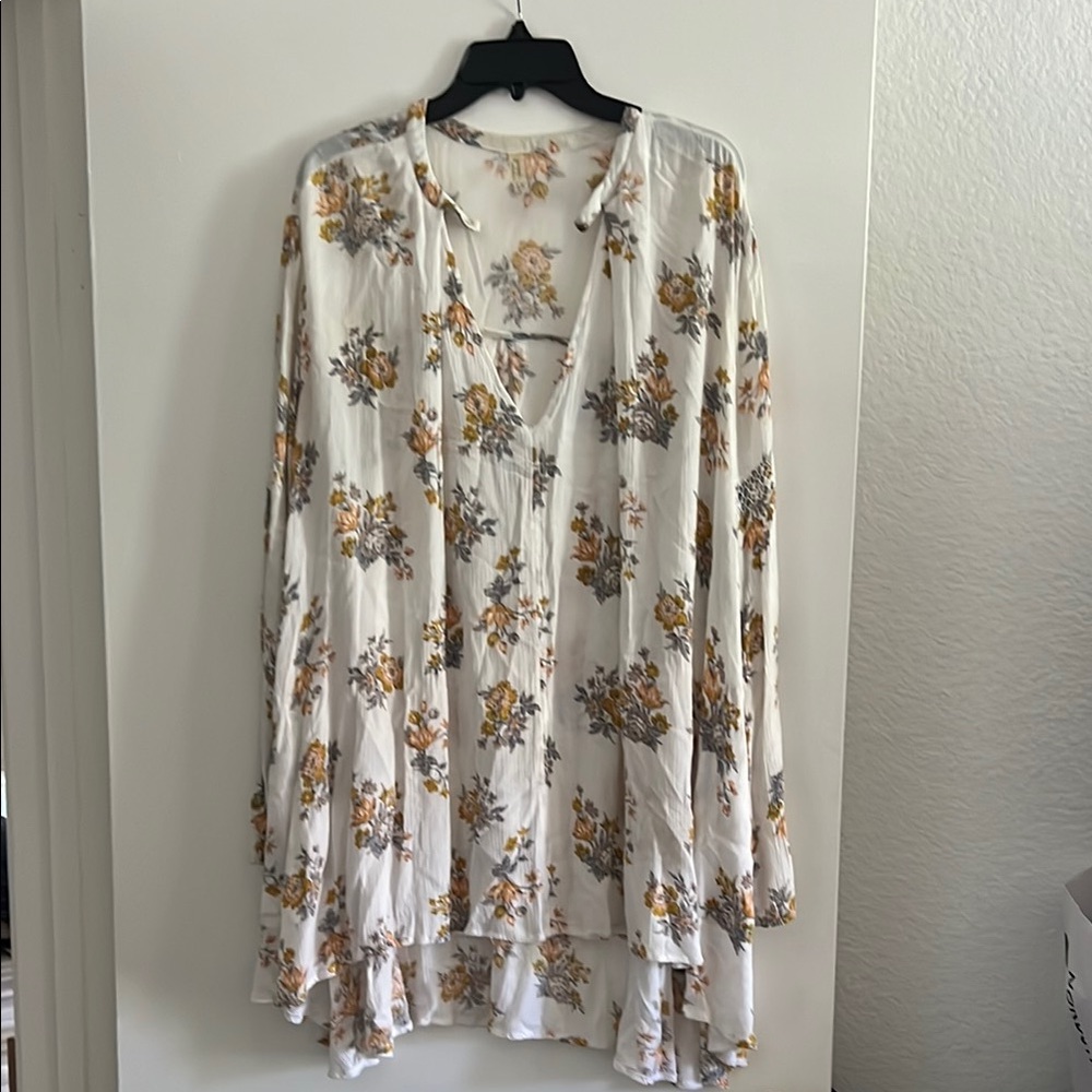 Free People Floral Long Sleeve Tunic